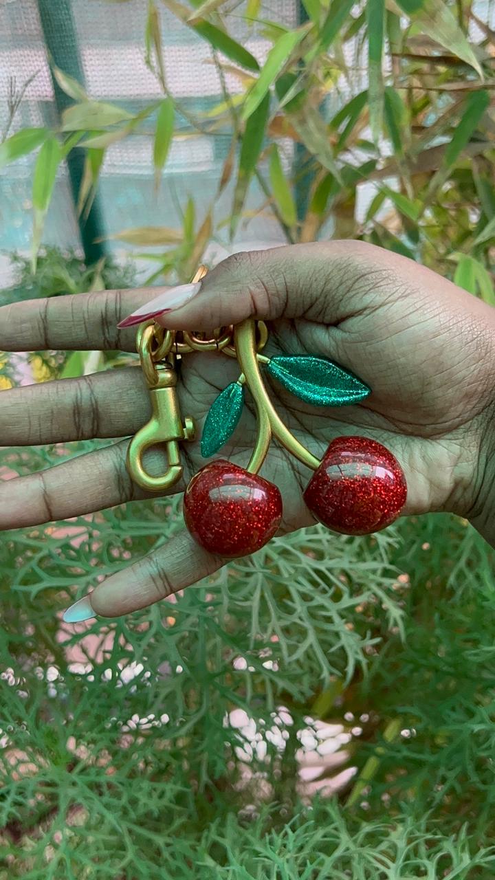 Cherry Luxe Keychain – Ruby Sparkle