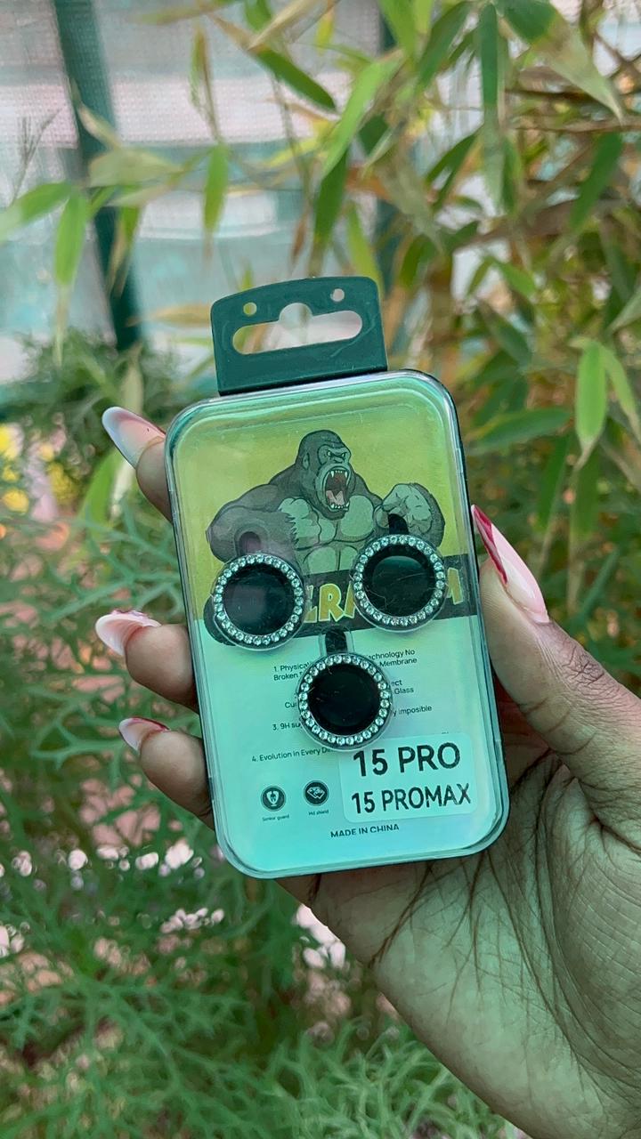 Camera Lens Protector – iPhone 15 Pro / 15 Pro Max (Rhinestone Edge Finish)