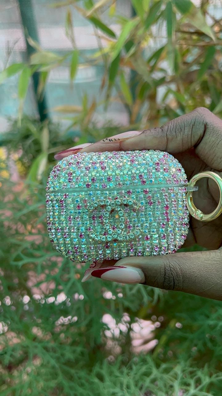 Crystal Pink Luxe AirPods Case – Chanel Inspired (Rhinestone Pink Sparkle)