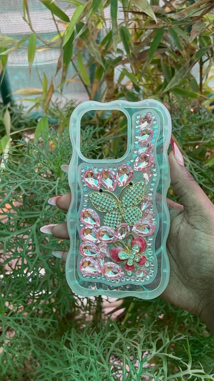 Golden Garden Case – iPhone 15 Pro (Multicolor Metallic Floral Variants)