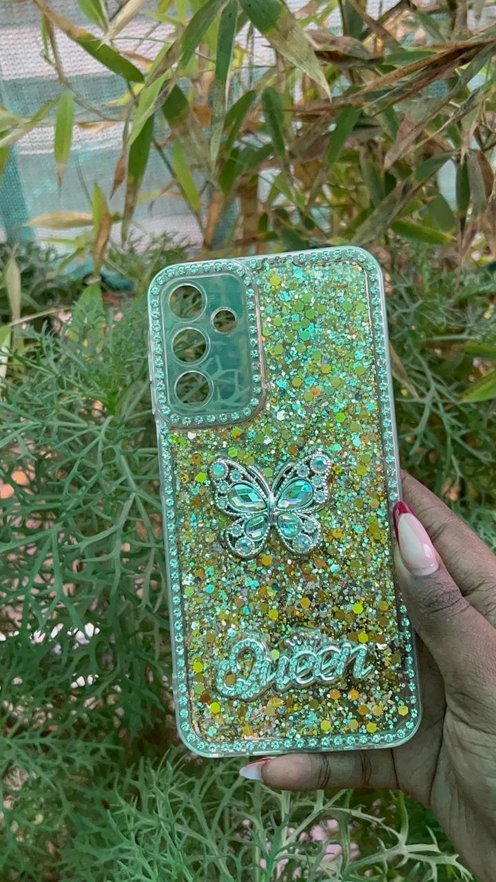 Aurora Gold Case – Samsung A15 (Gold Glitter with Butterfly Accent)