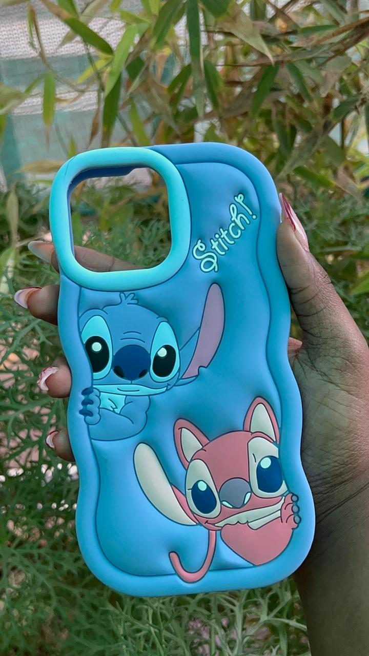 Stitch Blue Case – iPhone 14 / 15 / 13 / 12 Pro Max (Classic Blue Base with Stitch Design)