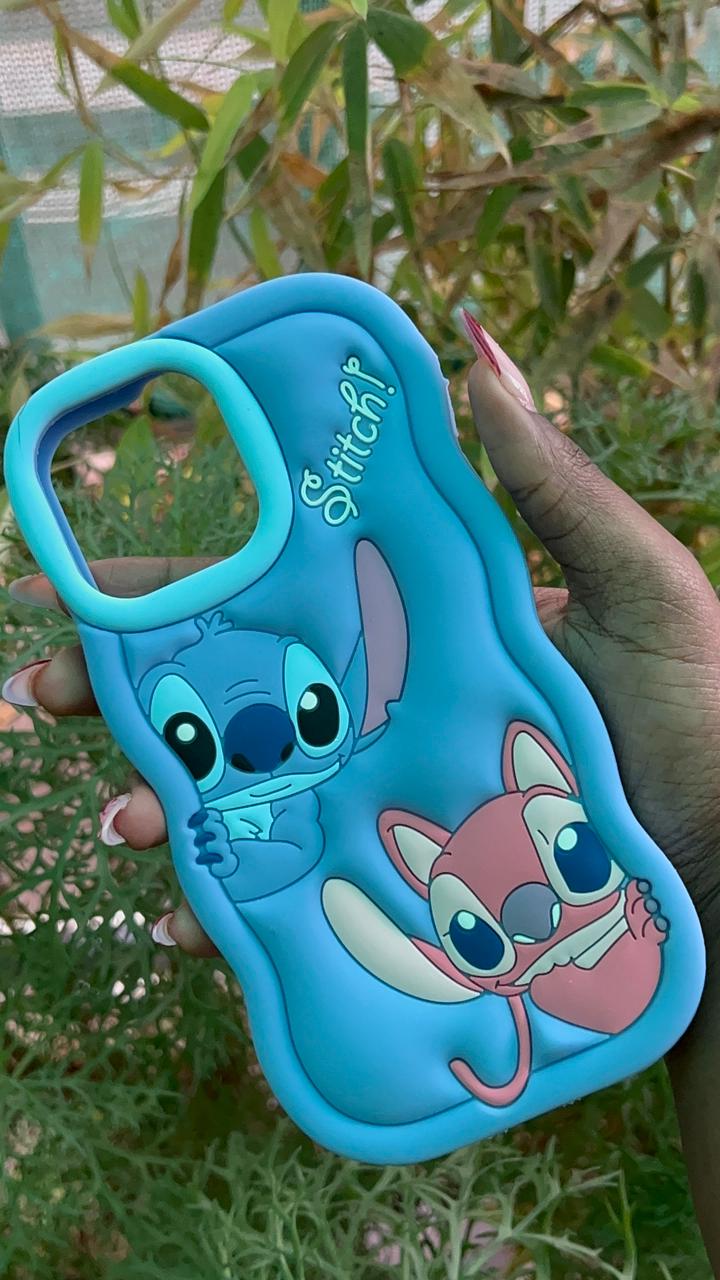 Stitch Blue Case – iPhone 14 / 15 / 13 / 12 Pro Max (Classic Blue Base with Stitch Design)