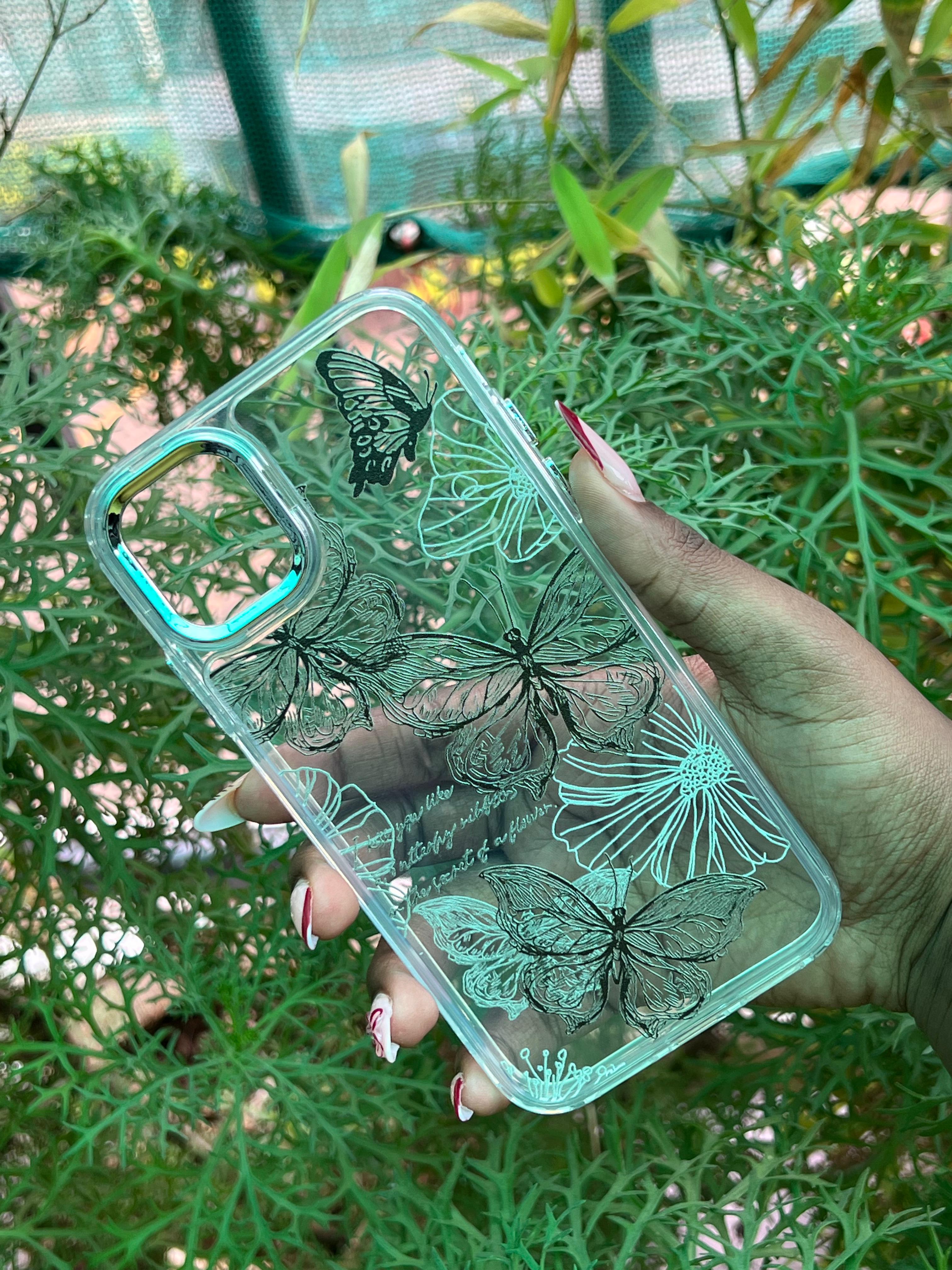 Midnight Butterfly Case – iPhone 11 (Black Butterfly Sketch on Clear Base)