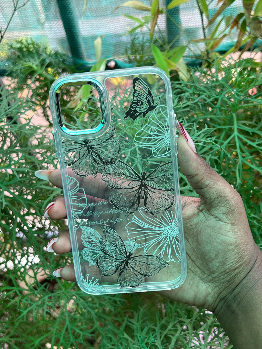 Midnight Butterfly Case – iPhone 11 (Black Butterfly Sketch on Clear Base)