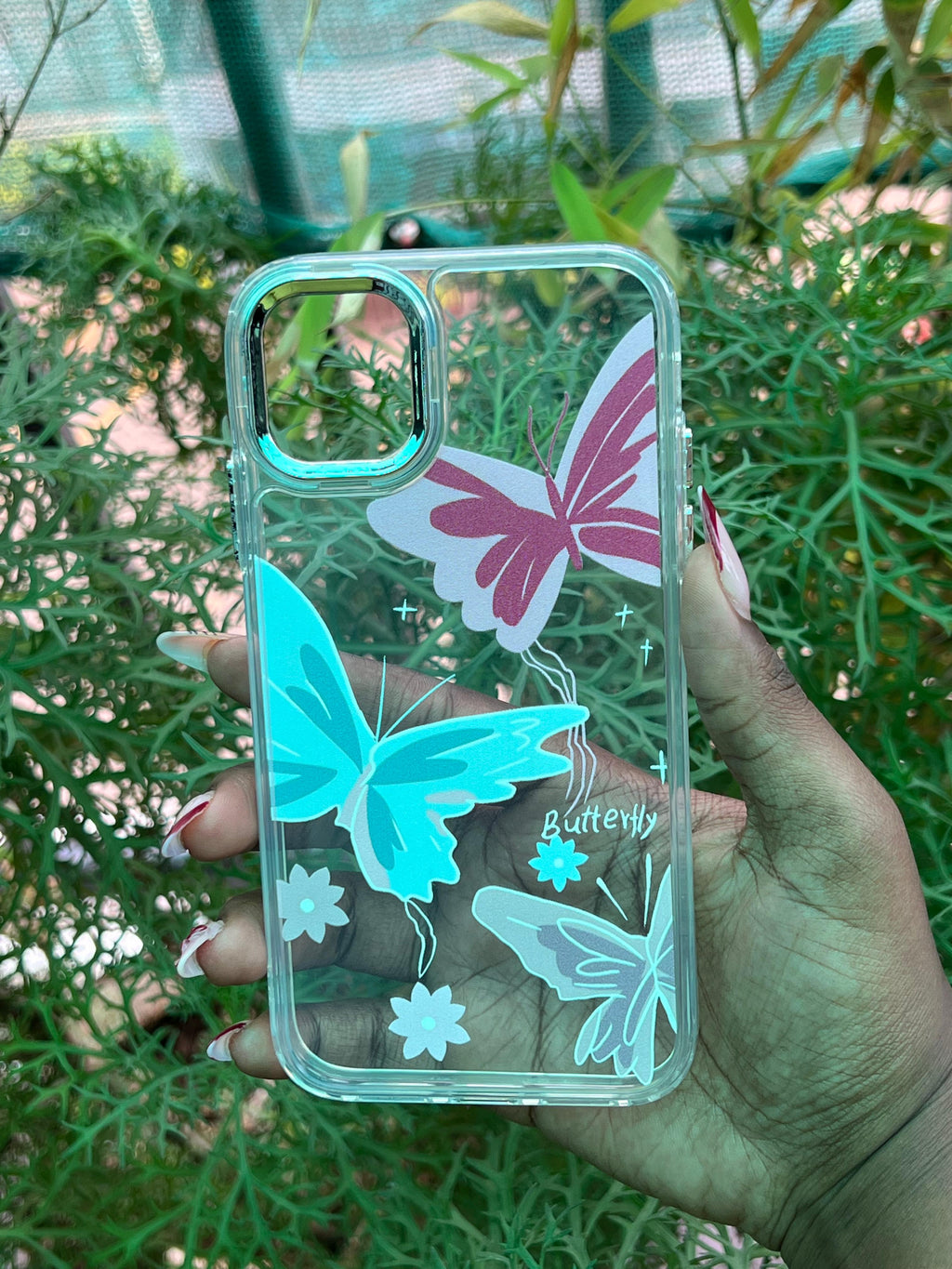Pastel Flutter Case – iPhone 11 (Transparent with Multicolor Butterflies)