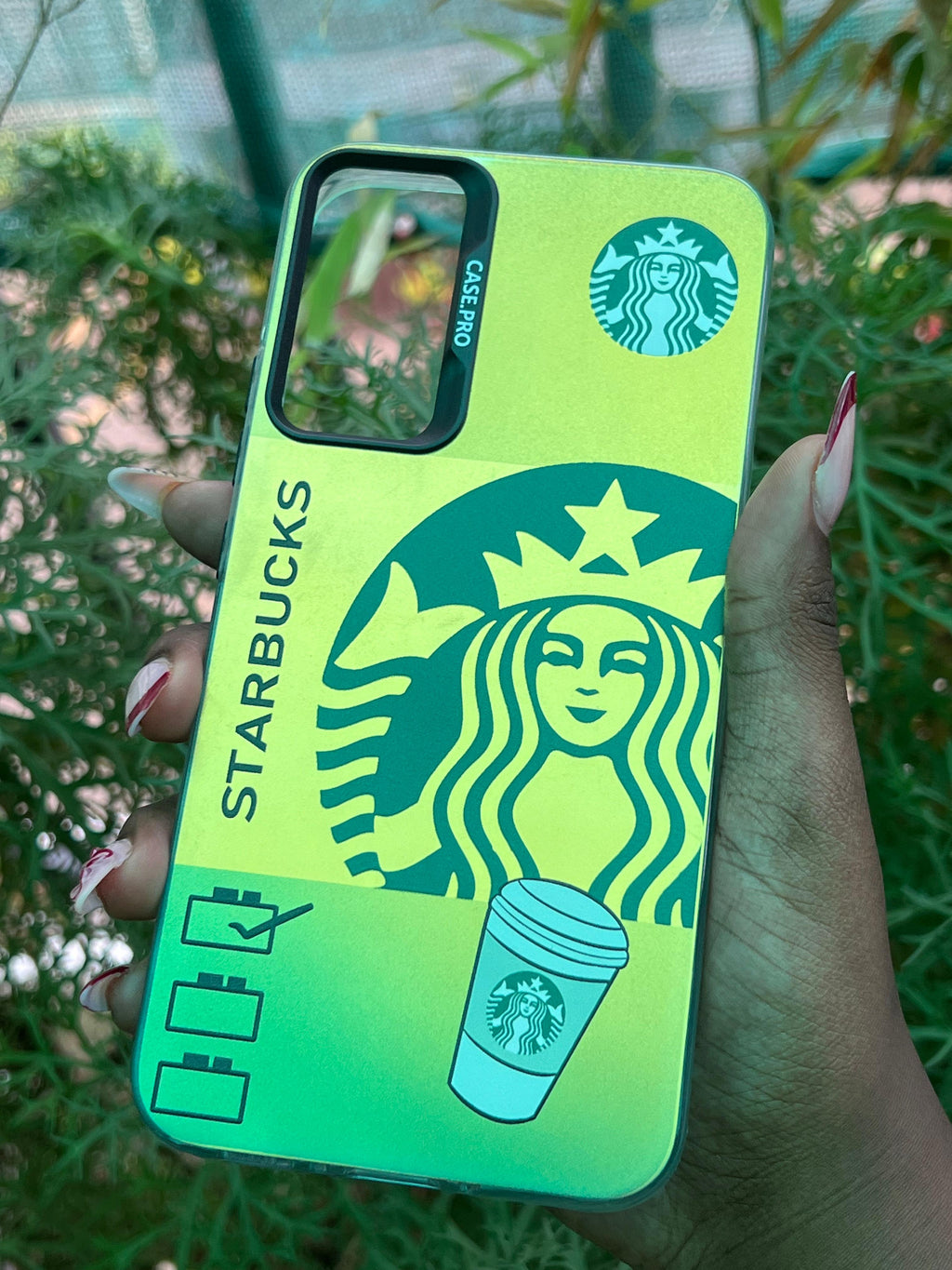 Urban Brew Case – Samsung A34 (Gold-Teal Gradient with Starbucks Print)
